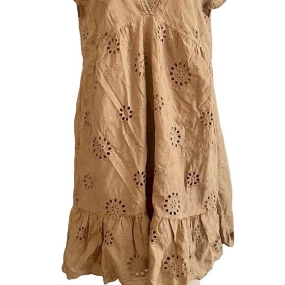 NWT Summer Mini Dress by Acuarela Size L V Neck Eyelet made in Italy Large new. - Picture 5 of 8